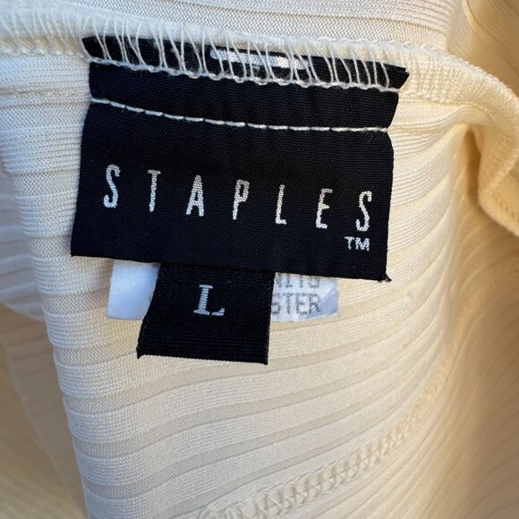 Staples Vintage Womens Ribbed Polyester Blend Long Sleeve Open Front Cream Cardi - Picture 4 of 9